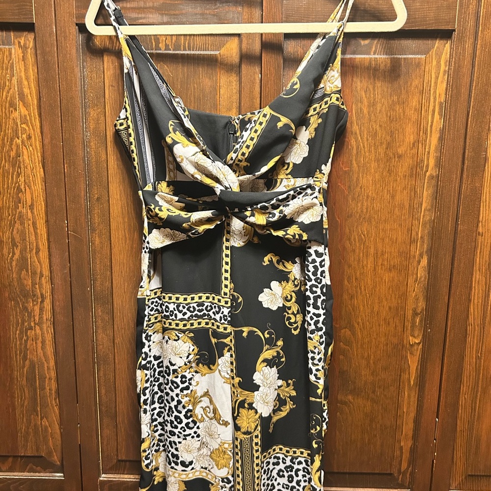 Guess Black and Gold Floral Dress